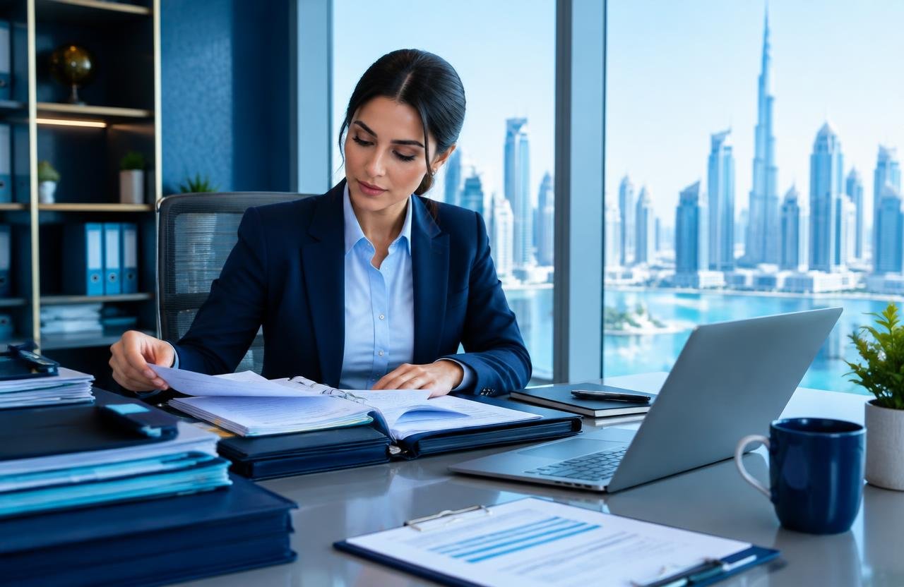Accountant reviewing organised VAT records